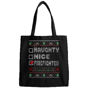 Discover Naughty Nice Firefighter, Matching Christmas Bags