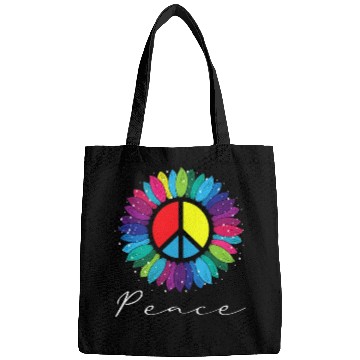 Discover Sunflower Peace Sign Rainbow LGBT Bags