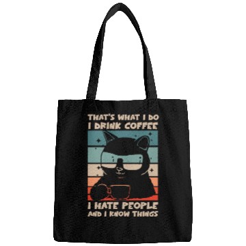 Discover Funny Cat I Drink Coffee I Hate People Bags