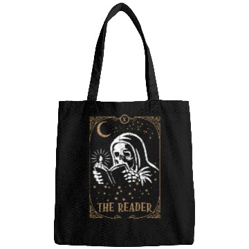 Discover Skeleton Book Reader Tarot Card Occult Club Gothic Bags