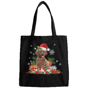 Discover Christmas themed brown Poodle dog Bags