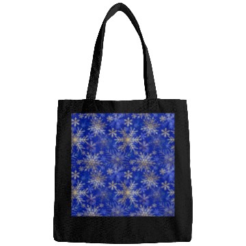 Discover Snowflakes Pattern Blue Gold Bags