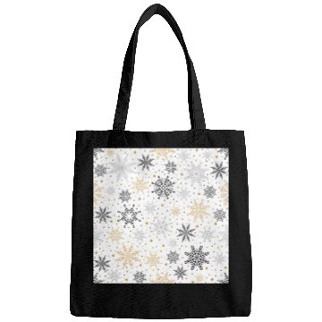 Discover Modern Snowflakes Pattern White Gold Bags