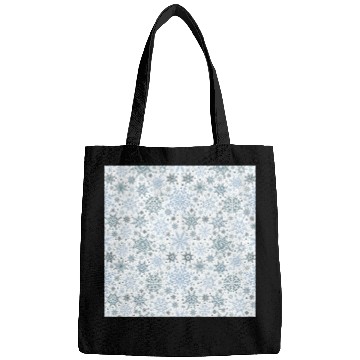 Discover Modern Snowflakes Pattern White Blue Bags