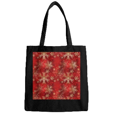 Discover Snowflakes Pattern Red Gold Bags