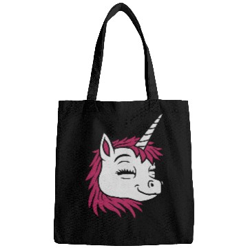 Discover Cartoon face happy unicorn Bags