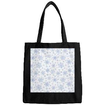 Discover Modern Snowflakes Pattern White Blue Bags