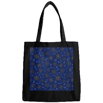 Discover Snowflakes Pattern Blue Gold Bags
