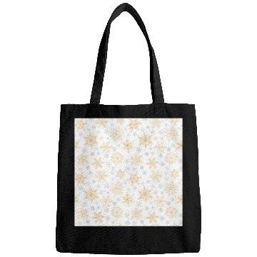 Discover Modern Snowflakes Pattern White Gold Bags