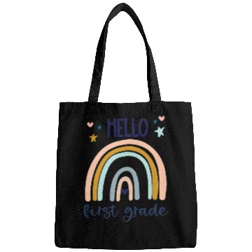 Discover Hello First Grade Retro Rainbow Cute for Teacher Bags