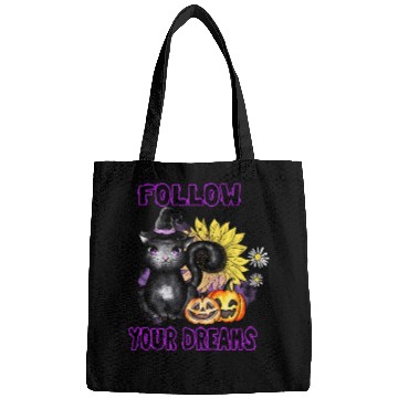 Discover Follow Your Dreams - Black Cat Jack-O-Lantern Bags