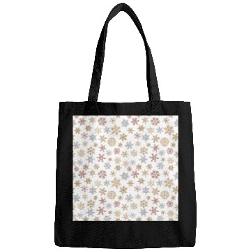 Discover Modern Snowflakes Pattern White Gold Bags