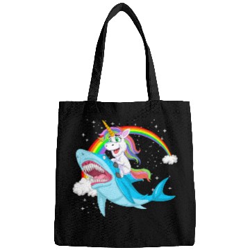 Discover Unicorn riding shark Design Bags