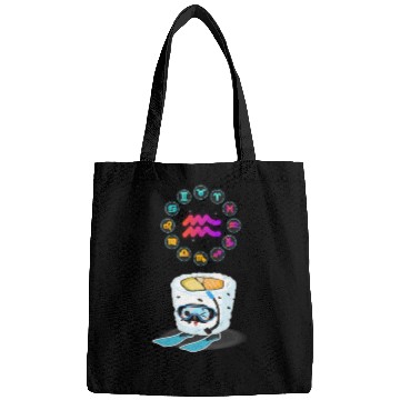 Discover Japanese Sushi Funny Aquarius Zodiac Sushi Lover Bags