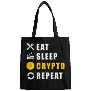 Discover Bitcoin sloth BTC logo eat sleep Crypto repeat Bags