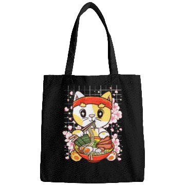 Discover Gatito Comiendo Ramen Kawaii Anime Bags