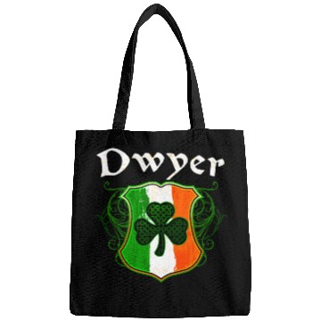 Discover Dwyer Irish Surname Ireland Flag Shield Shamrock Bags