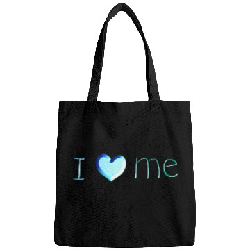Discover i love me lettering blue Bags