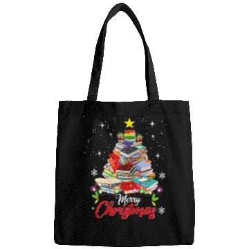 Discover Merry Christmas Tree Love Reading Books Librarian Bags