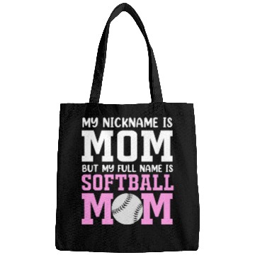 Discover My Nickname Is Mom Funny Softball Mom Bags