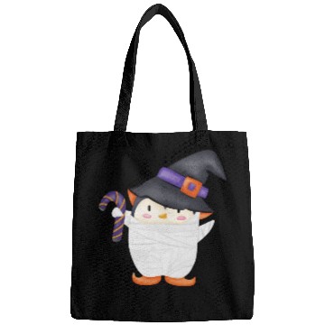 Discover Halloween Penguin in a mummy costume Bags