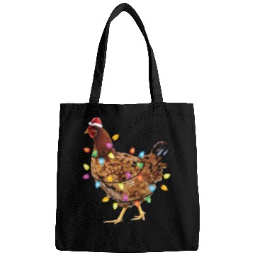 Discover Christmas Lights Santa Chicken Funny Xmas Tree Bags