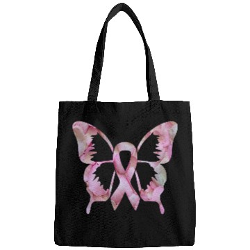Discover Ribbon Butterfly flower Breast Cancer Awareness Bags