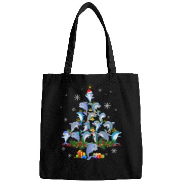 Discover Cute Dolphin Christmas Tree Pet Dolphin Lover Bags