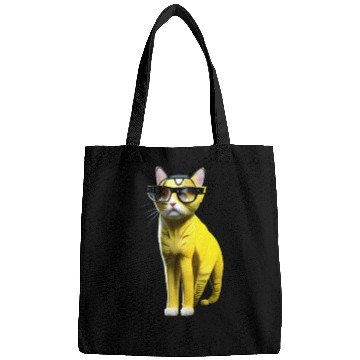 Discover Yellow cute cat character _ cat’s sticker. Bags