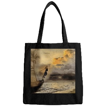 Discover dark blue ocean waves storm fantasy Bags
