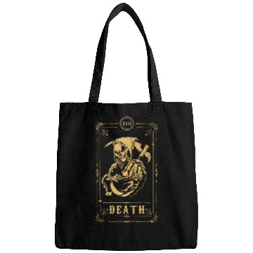 Discover Scythe Skeleton Tarot Card Halloween Bags