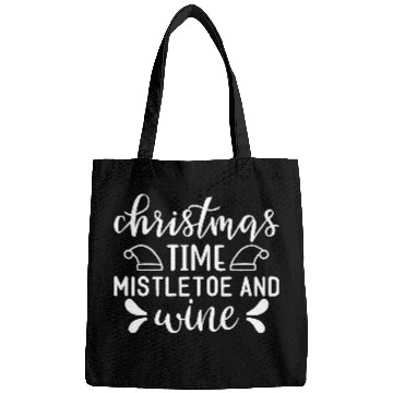 Discover Christmas Design Christmas Time mistletoe and wine Bags