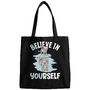 Discover Believe In Yourself White Tiger Mirror Reflection Bags