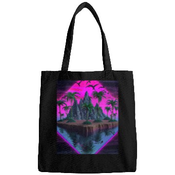 Discover Vaporwave Aesthetic Tropic Island With Palms And Bags