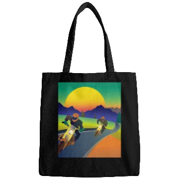 Discover Dirt Bike Rider Sunset Mountain Road Bags