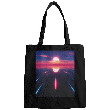 Discover Vaporwave Aesthetic Sunset Above Reflecting Sea Bags
