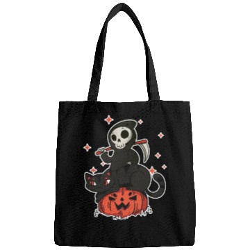 Discover Grim Reaper On A Halloween Pumpkin A Trick Or Bags