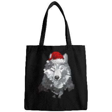 Discover Grey Wolf Christmas Santa Hat Wolves Lover Wolfmas Bags