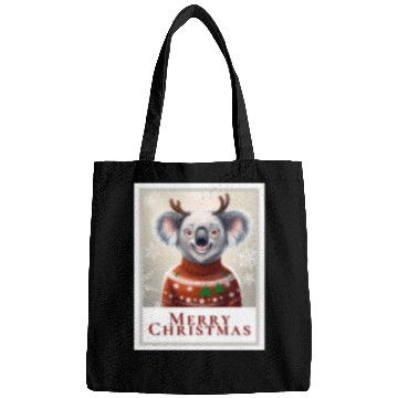 Discover Portrait of a happy koala bear in a Christmas Bags