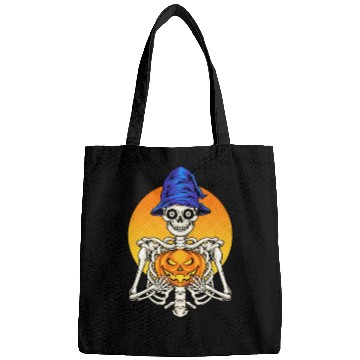 Discover Skeleton Wizard With Scary Pumpkin - Halloween Bags
