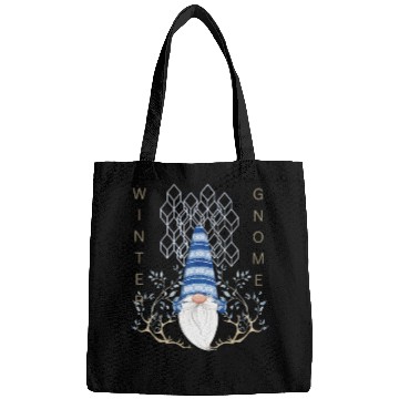 Discover Winter Gnomes Geometric Blue Leafs Bags