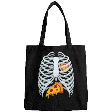 Discover Funny PIzza Skeleton Rib Cage Halloween Costume Bags