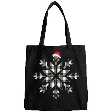 Discover Black Christmas Buffalo Plaid Snowflakes Santa hat Bags