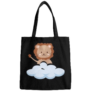 Discover Baby lion flying in the clouds. Bags