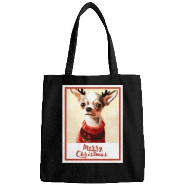 Discover Christmas portrait of a little chihuahua dog. Bags