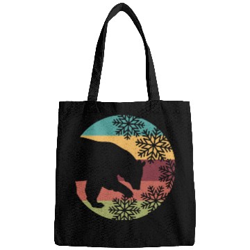 Discover Retro Christmas Bear and Snowflakes for Bear lover Bags