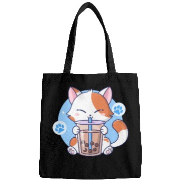 Discover Cat Boba Tea Bubble Tea Kawaii Anime Japanese Neko Bags