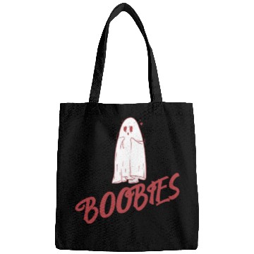 Discover Surprised ghost loves boobies, Boo halloween Bags