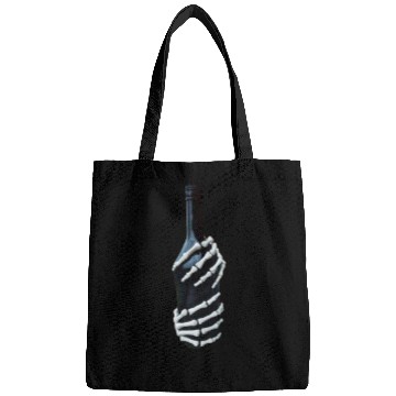 Discover Halloween Skeleton Hand holds wine Bottle Minimal Bags