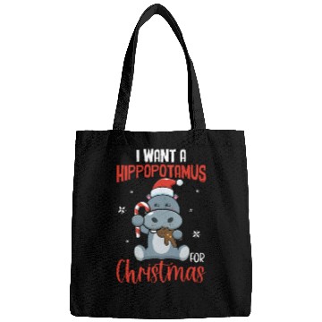 Discover X-Mas Quote - I Want Hippopotamus For Christmas Hi Bags